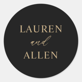 Moderne Minimal Black Gold Hochzeit Runder Aufkleber