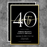 Moderne Minimal Black Gold Script Geburtstag Folieneinladung<br><div class="desc">Die moderne und schicke Einladung zum Geburtstag verbindet klassisches Schwarz und Weiß mit Akzenten echter Goldfolie. Es ist minimales Design ist ein einfaches und lustiges Design,  um den Meilenstein Geburtstag zu feiern. Diese Version der Karte hat einen skurrilen kleinen Polka-Punkt zurück. Erstellt von der einfachen Farmhouse Press.</div>