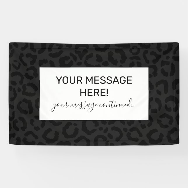 Moderne Minimal Black Leopard Print Banner (Horizontal)