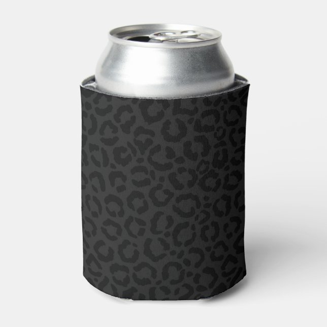 Moderne Minimal Black Leopard Print Dosenkühler (Kanne Vorderseite)