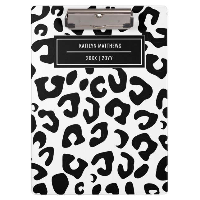 Moderne Minimal Black Leopard Print Klemmbrett (Vorderseite)