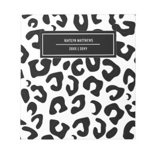 Moderne Minimal Black Leopard Print Notizblock