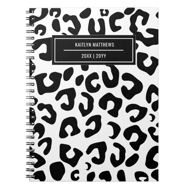 Moderne Minimal Black Leopard Print Notizblock (Vorderseite)