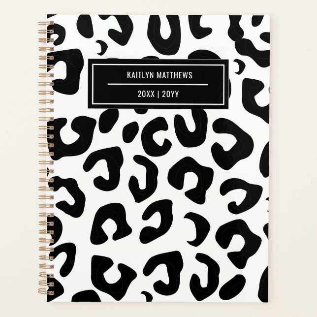 Moderne Minimal Black Leopard Print Planer (Vorderseite)