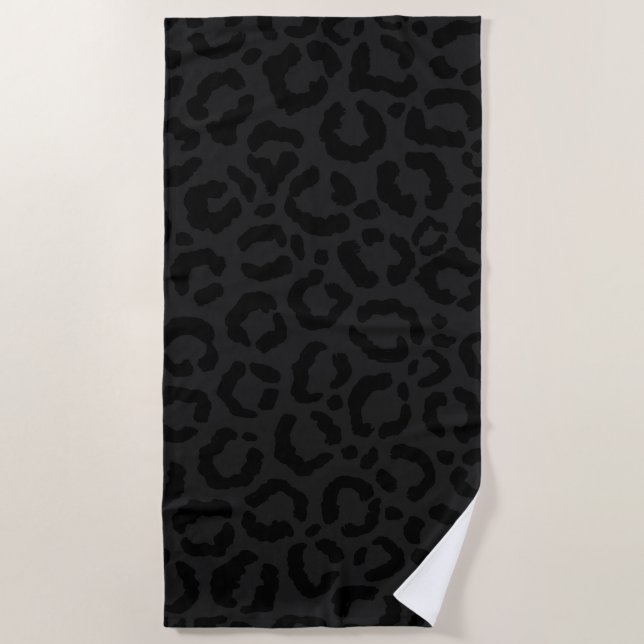 Moderne Minimal Black Leopard Print Strandtuch (Vorderseite)