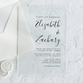 Moderne Minimal Black Script Wedding Acryleinladungen