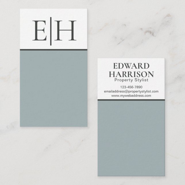 Moderne Minimal Blue White Geometric Business Card Visitenkarte (Vorne/Hinten)