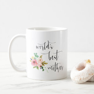 Moderne Minimal Blush Blumenwelt als beste Mutter Kaffeetasse