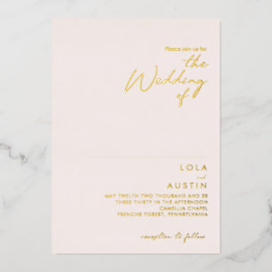 Moderne Minimal Blush und Gold die Hochzeit von Re Folieneinladung