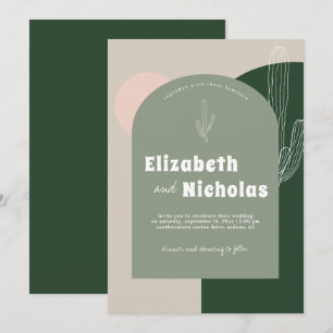 Moderne Minimal-Boho-Wüste Cactus Green Einladung