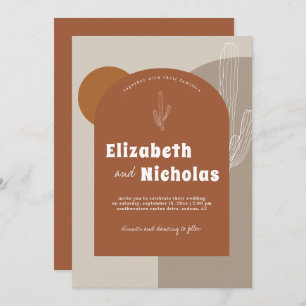 Moderne Minimal-Boho-Wüste Terra Cotta Einladung