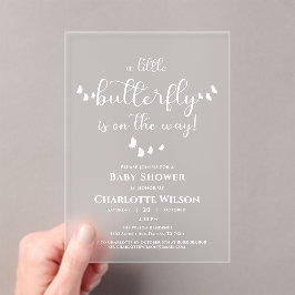 Moderne Minimal-Butterfly-Babydusche Acryleinladungen