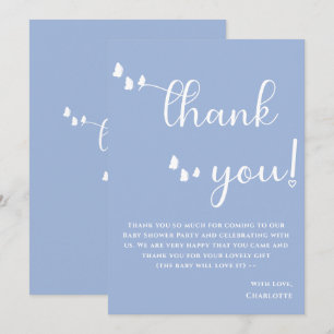 Moderne Minimal Butterfly Kalligrafie Baby Shower Dankeskarte