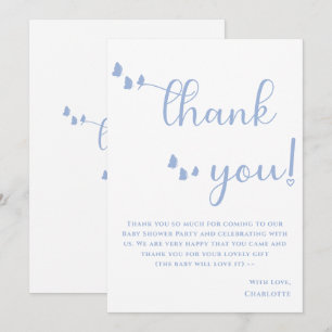 Moderne Minimal Butterfly Kalligrafie Baby Shower Dankeskarte