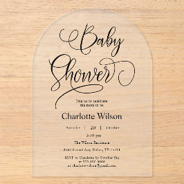 Moderne Minimal Calligraphy Baby Girl Dusche Acryleinladungen