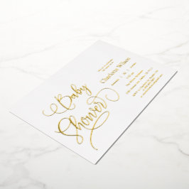 Moderne Minimal Calligraphy Babydusche Folieneinladung