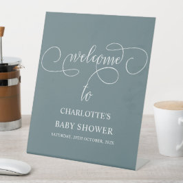 Moderne Minimal Calligraphy Babydusche Willkommen Sockelschild