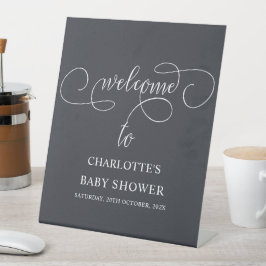 Moderne Minimal Calligraphy Babydusche Willkommen Sockelschild