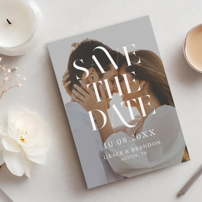 Moderne Minimal Chic Foto Hochzeit Save The Date (Von Creator hochgeladen)