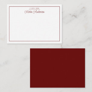 Moderne Minimal Cursive Script Maroon Note Card Mitteilungskarte