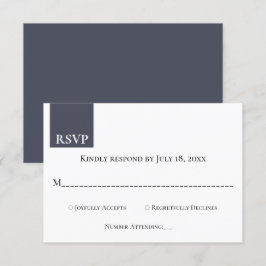 Moderne Minimal Dunkelblaue Monogram Elegante Hoch RSVP Karte
