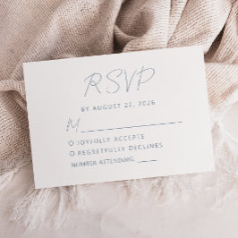 Moderne Minimal Dusty Blue Script Wedding RSVP Karte
