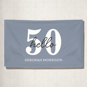 Moderne Minimal Dusty Blue Typografie 50. Geburtst Banner