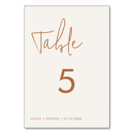 Moderne Minimal Earthy Wedding Tischnummer