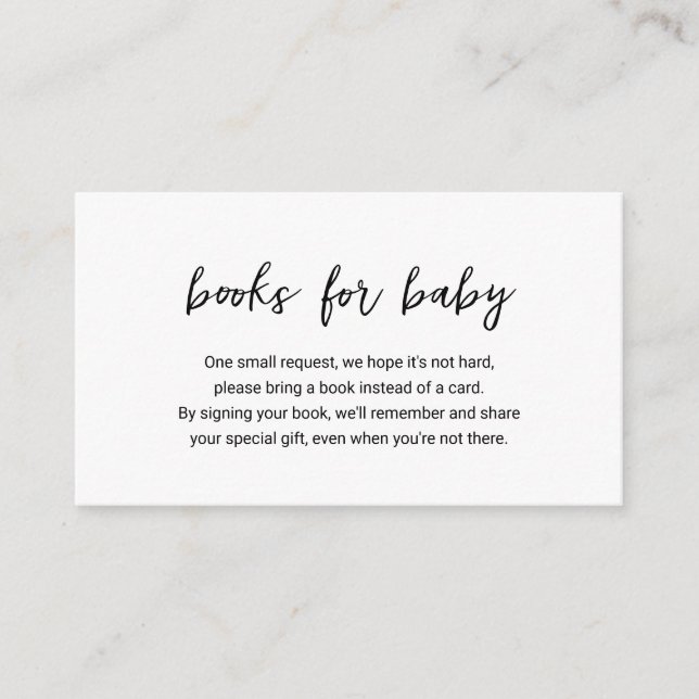 Moderne Minimal einfache Bücher für Babydusche Begleitkarte (Vorderseite)