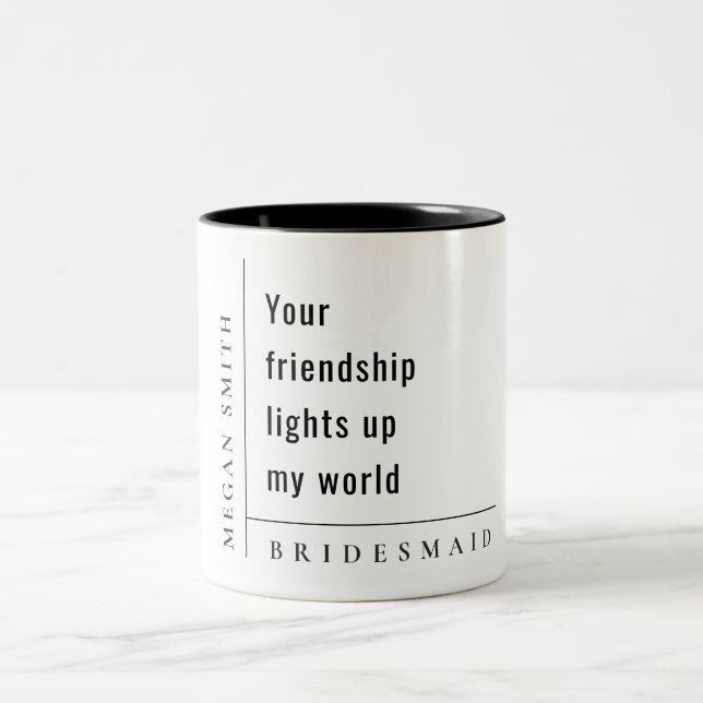 Moderne Minimal einfache Freundschaft Bridesmaid G Zweifarbige Tasse (Mittel)