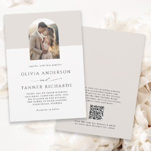 Moderne Minimal Elegante Foto Arch QR Code Hochzei Einladung