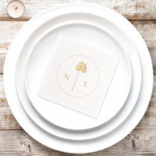 Moderne Minimal elegante Mongram Tropische Hochzei Servietten Mit Folie