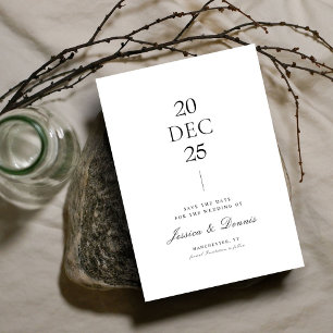Moderne Minimal Elegante Script B&W Save the Date Einladung