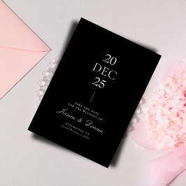 Moderne Minimal Elegante Script B&W Save the Date Einladung