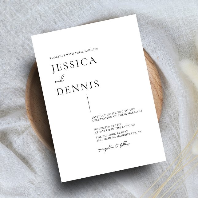 Moderne Minimal Elegante Script B&W Wedding Einladung (Von Creator hochgeladen)