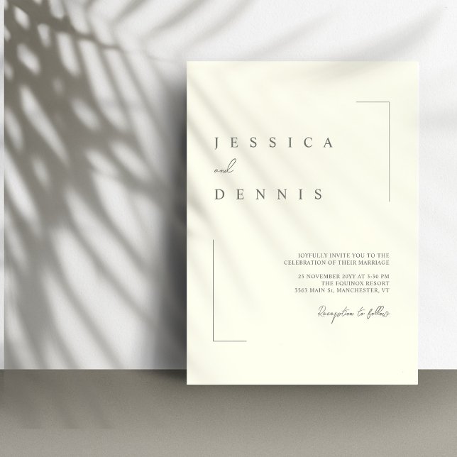 Moderne Minimal Elegante Script Elfenbeinhochzeit Einladung (Von Creator hochgeladen)