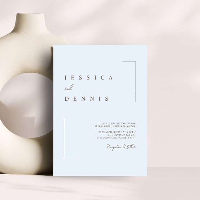 Moderne Minimal Elegante Script Light Blue Wedding Einladung (Von Creator hochgeladen)