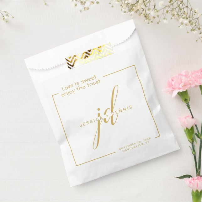 Moderne Minimal elegante Script Monogram Wedding Geschenktütchen (Versiegelt)
