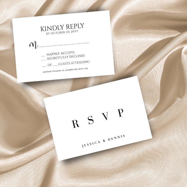 Moderne Minimal elegante Typografie Script Wedding RSVP Karte (Von Creator hochgeladen)