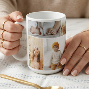 Moderne Minimal Familien 8 Foto Collage Andenken Kaffeetasse