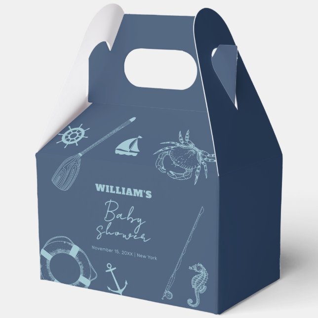 Moderne Minimal Fishing Kinderdusche Geschenkschachtel (Rückseite)
