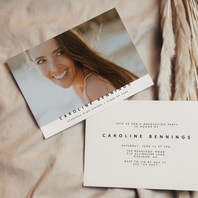 Moderne Minimal Foto Abschluss Einladung (Modern Minimal Photo Graduation Invitation)