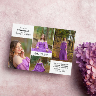 Moderne Minimal-Foto Collage 16 . Geburtstag Einladung