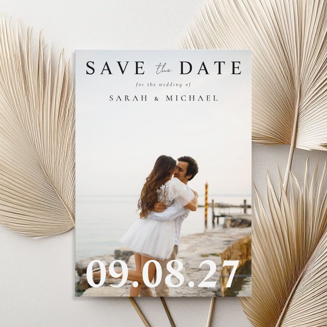 Moderne Minimal-Foto-Hochzeit Save The Date (Von Creator hochgeladen)