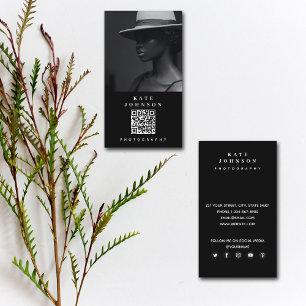 Moderne Minimal Fotograf QR Code Social Media Visitenkarte