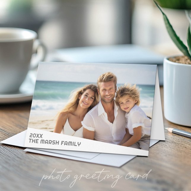 Moderne Minimal-Fotografie mit diagonalem Farbfeld Karte (Custom Photo Folded Greeting Card)