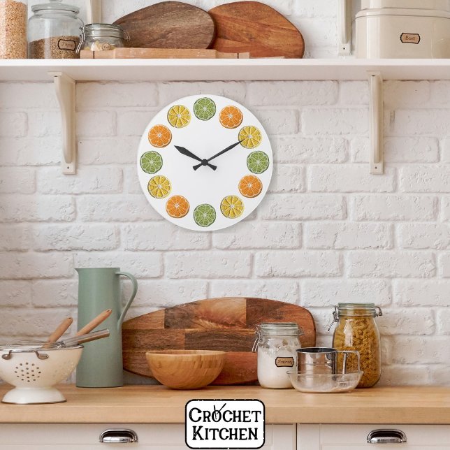 Moderne Minimal frische Crochet Citrus Scheiben Große Wanduhr (Von Creator hochgeladen)