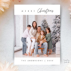 Moderne Minimal, Frohe Weihnachten Familienfoto Postkarte