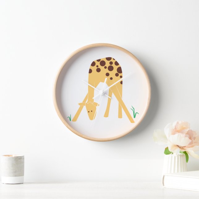 Moderne Minimal-Gelbe Giraffe, 10" Runduhr Uhr (Zuhause)