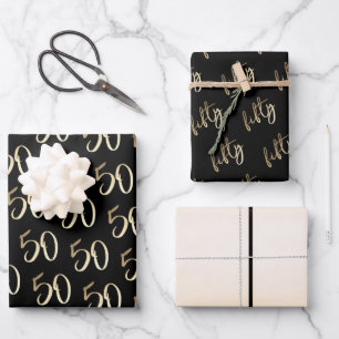 Moderne Minimal Gold 50. Geburtstagsparty Geschenkpapier Set